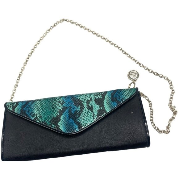 Big Budda Multicolor Faux Snakeskin Small Clutch Wallet Bag CB Chain Strap READ - Picture 1 of 7